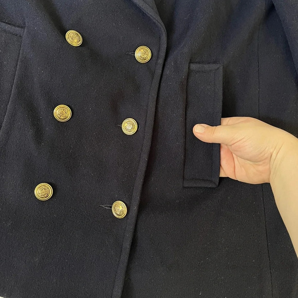 Mackintosh 100% Pure Wool Navy Authentic Peacoat Coat Women’s Sz M/L Sailor READ - Picture 2 of 14